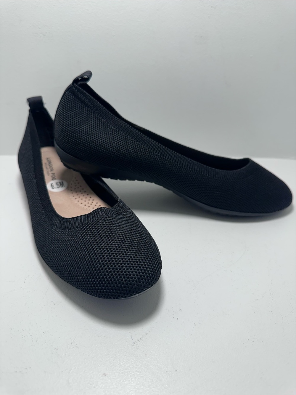 LONDON FOG Ballet Flat Black Mesh Knit Upper Size 6.5 New